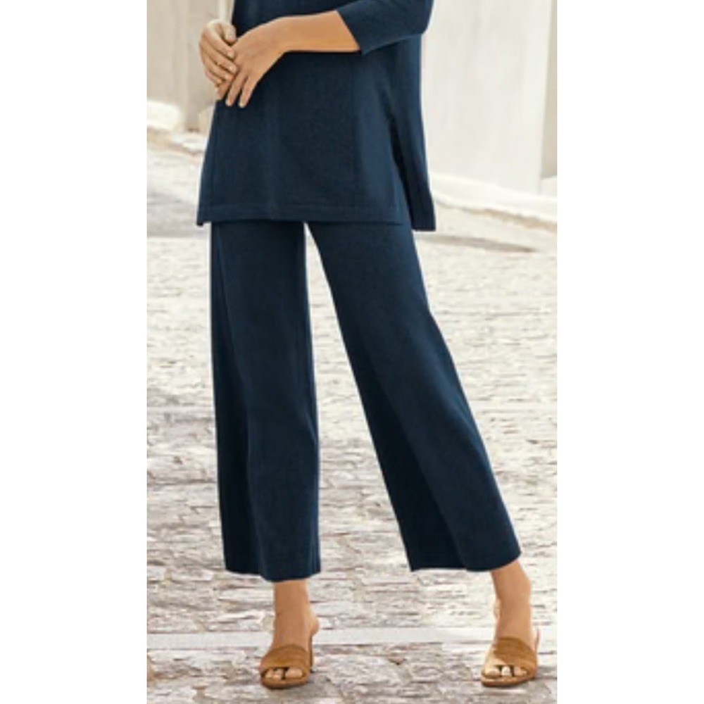 Peruvian Connection Hampstead Pants Wide Leg Cropped Navy Pants Women's XL